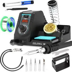 926LED V3 Entry-Level 60W Soldering Station Iron Kit in Black with Temperature Control includes Helping Hands, Lead-Free Solder, 6 Soldering Tips, ESD-Safe Tweezers, Sleep Mode 926LED V3 Entry-Level 60W Soldering Station Iron Kit in Black with Temperature Control includes Helping Hands, Lead-Free Solder, 6 Soldering Tips, ESD-Safe Tweezers, Sleep Mode