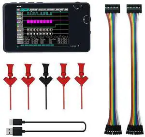 Pocket Logic Analyzer LA104, Portable Mini Size Handheld, Built-in Rechargeable Battery, 4 Channels, Max Sampling Rate 100Msa/s, SPI/I2C/UART Protocol, Entry Level Logic Analyzer for Beginner Pocket Logic Analyzer LA104, Portable Mini Size Handheld, Built-in Rechargeable Battery, 4 Channels, Max Sampling Rate 100Msa/s, SPI/I2C/UART Protocol, Entry Level Logic Analyzer for Beginner