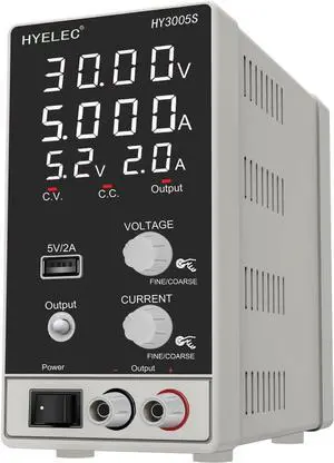 DC Power Supply Variable 30V 5A, Adjustable Switching Regulated Power Supply with 4-Digit LED Display, Coarse and Fine Adjustments,5V2A USB Interface,110V Input Voltage DC Power Supply Variable 30V 5A, Adjustable Switching Regulated Power Supply with 4-Digit LED Display, Coarse and Fine Adjustments,5V2A USB Interface,110V Input Voltage