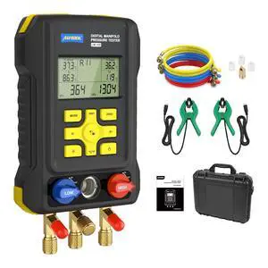 LM150 Digital HVAC Manifold Gauges - Dual Pressure & Temperature Measurement, Vacuum Level Detection, Refrigerant Identifier with Built-in Database for Air Conditioning & Refrigeration Systems LM150 Digital HVAC Manifold Gauges - Dual Pressure & Temperature Measurement, Vacuum Level Detection, Refrigerant Identifier with Built-in Database for Air Conditioning & Refrigeration Systems