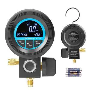 Digital Gauge HVAC,R134A,R454B,R1234y,R32,R22,R410, Pressure Recharge Manifold Gauge with LCD 24 Kinds Refrigerants Leak Detection AC Single Test Gauges for AC Charging (Blue) Digital Gauge HVAC,R134A,R454B,R1234y,R32,R22,R410, Pressure Recharge Manifold Gauge with LCD 24 Kinds Refrigerants Leak Detection AC Single Test Gauges for AC Charging (Blue)