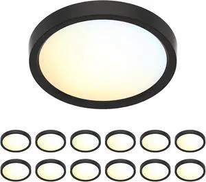5 Inch Black Flush Mount Ceiling Light 5CCT Selectable LED Edgelit Slim Surface Mount Downlight for J-Box, Mini Flat Panel Light, Dimmable, 120VAC, 10W, 620LM, CRI90, ETL, Wet Rated, 12 Packs 5 Inch Black Flush Mount Ceiling Light 5CCT Selectable LED Edgelit Slim Surface Mount Downlight for J-Box, Mini Flat Panel Light, Dimmable, 120VAC, 10W, 620LM, CRI90, ETL, Wet Rated, 12 Packs