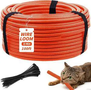 100FT Orange Split Wire Loom Tubing, 3/4 Inch Wire Protector Tubing, Automotive Wire Flexible Conduit Cord Covers with Installation Tool 50 Cable Ties for RV Agriculture Electrical Cable Protection 100FT Orange Split Wire Loom Tubing, 3/4 Inch Wire Protector Tubing, Automotive Wire Flexible Conduit Cord Covers with Installation Tool 50 Cable Ties for RV Agriculture Electrical Cable Protection