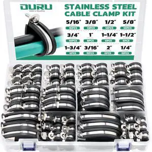 125PCS Cable Clamp,12 Sizes Stainless Steel Rubber Coated Cushioned Insulated Cable Clamps Assortment Kit-Metal Wire Clamps,Cable Clips,Pipe Clamps 125PCS Cable Clamp,12 Sizes Stainless Steel Rubber Coated Cushioned Insulated Cable Clamps Assortment Kit-Metal Wire Clamps,Cable Clips,Pipe Clamps