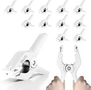 12 Pack Heavy Duty Spring Clamps 9 Inch Plastic Large Professional Backdrop Clips Clamps for Backdrop Stand, Photography Studio, Balloon arch, Photoshoot, Woodworking, Crafts, Pool Cover-White 12 Pack Heavy Duty Spring Clamps 9 Inch Plastic Large Professional Backdrop Clips Clamps for Backdrop Stand, Photography Studio, Balloon arch, Photoshoot, Woodworking, Crafts, Pool Cover-White