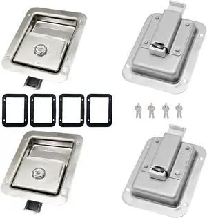 4 Pack Stainless Door Lock Heavy Duty Flush Mount Handle Latch for Trailer Toolbox RV Handle Latch with Gasket Keys 4 Pack Stainless Door Lock Heavy Duty Flush Mount Handle Latch for Trailer Toolbox RV Handle Latch with Gasket Keys