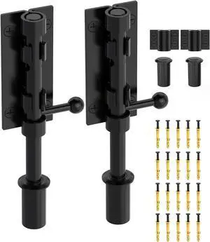 Barrel Bolt Latch, 6" Shed Door Latch, Heavy Duty Slide Bolt Gate Latches, SUS304 Stainless Steel Slide Lock for Door, Wooden Fence, Courtyard, Backyard, Outdoor (Black - 2pcs) Barrel Bolt Latch, 6" Shed Door Latch, Heavy Duty Slide Bolt Gate Latches, SUS304 Stainless Steel Slide Lock for Door, Wooden Fence, Courtyard, Backyard, Outdoor (Black - 2pcs)