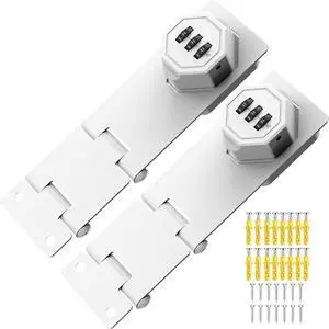 90 Degree Cabinet Locks with Combination, Mechanical Folding Door Latch, Keyless Password Rotary Hasp Latch Lock for Office File Cabinet, Drawers, Locker, Small Door, Cupboard (2, White) 90 Degree Cabinet Locks with Combination, Mechanical Folding Door Latch, Keyless Password Rotary Hasp Latch Lock for Office File Cabinet, Drawers, Locker, Small Door, Cupboard (2, White)