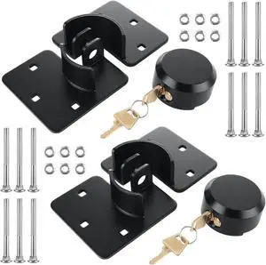 2 Packs Heavy Duty Puck Lock Keyed Alike, 73mm High Security Hidden Shackle Padlock with Hasp, Solid Steel Puck Lock Latches for Container, Garage Shed Trailer Truck, Black 2 Packs Heavy Duty Puck Lock Keyed Alike, 73mm High Security Hidden Shackle Padlock with Hasp, Solid Steel Puck Lock Latches for Container, Garage Shed Trailer Truck, Black