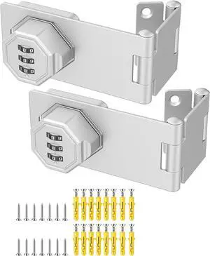 Cabinet Lock with Combination, 90 Degree Bifold File Cabinet Door Lock, Mechanical Keyless Password Rotary Hasp Latches for Office File Desk Drawer, Cupboard, Locker (2, Silver) Cabinet Lock with Combination, 90 Degree Bifold File Cabinet Door Lock, Mechanical Keyless Password Rotary Hasp Latches for Office File Desk Drawer, Cupboard, Locker (2, Silver)