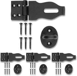Renovators Supply Black Wrought Iron Hasp Door Latch - Heavy Duty Security Padlock Hasp - Ideal for Doors and Gates - Door Lock for Safety - 4 Inches - Pack of 4 Renovators Supply Black Wrought Iron Hasp Door Latch - Heavy Duty Security Padlock Hasp - Ideal for Doors and Gates - Door Lock for Safety - 4 Inches - Pack of 4