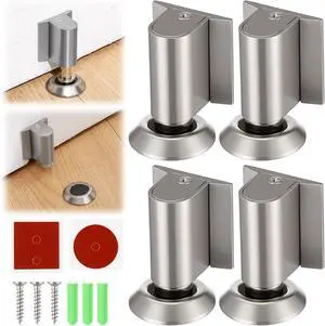 4 Pack Upgraded Magnetic Door Stopper for Bottom Wall Floor No Drill Invisible Door Wedge Stopper Heavy Duty Magnetic Catch Holder Zinc Alloy Door-wall Floor Protector, Brushed Nickel 4 Pack Upgraded Magnetic Door Stopper for Bottom Wall Floor No Drill Invisible Door Wedge Stopper Heavy Duty Magnetic Catch Holder Zinc Alloy Door-wall Floor Protector, Brushed Nickel