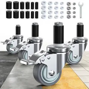 Caster Wheels Locking 3 Inch Expanding Stem Casters, Threaded Swivel Casters Set of 4 Heavy Duty Castors, Fit 1", 1-1/4", 1-2/5", 1-1/2",1-5/8" ID Stainless Steel Table, Cart, Furniture Legs Caster Wheels Locking 3 Inch Expanding Stem Casters, Threaded Swivel Casters Set of 4 Heavy Duty Castors, Fit 1", 1-1/4", 1-2/5", 1-1/2",1-5/8" ID Stainless Steel Table, Cart, Furniture Legs