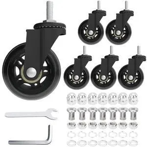 Creeper Caster Wheels Set of 6, Roller Blade Rubber Heavy-Duty 2.5 Inch Castor Replacement, 360 Degree No Noise Wheel for Mechanic Stool, Rolling Creeper Garage Seat Creeper Caster Wheels Set of 6, Roller Blade Rubber Heavy-Duty 2.5 Inch Castor Replacement, 360 Degree No Noise Wheel for Mechanic Stool, Rolling Creeper Garage Seat