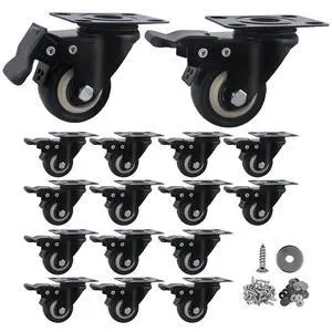 2 Inch Caster Wheels Set of 16 Heavy Duty Casters,with Brake,No Noise Locking Polyurethane (PU) Wheels, for Furniture and Workbench Load 800lbs 2 Inch Caster Wheels Set of 16 Heavy Duty Casters,with Brake,No Noise Locking Polyurethane (PU) Wheels, for Furniture and Workbench Load 800lbs