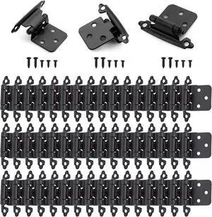 50 Pcs Matte Black Overlay Cabinet Door Hinges, 1/2" Overlay Self Closing Hinges Hardware for Kitchen,Cabinets,Cupboard,Furniture Doors,25 Pairs 50 Pcs Matte Black Overlay Cabinet Door Hinges, 1/2" Overlay Self Closing Hinges Hardware for Kitchen,Cabinets,Cupboard,Furniture Doors,25 Pairs