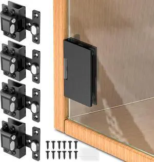 Glass Door Hinges,Glass Hinges,Glass Cabinet Hinges,304 Stainless Steel,Silent Closing for Thickness 5-8mm Doors (Black,4 Pack) Glass Door Hinges,Glass Hinges,Glass Cabinet Hinges,304 Stainless Steel,Silent Closing for Thickness 5-8mm Doors (Black,4 Pack)