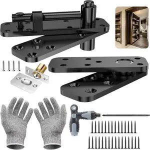 Hidden Door Hinge Pivot Hinge, 570LBS Load-Bearing Heavy Duty Pivot Door Hardware for Hidden Door Bookcase, Hinge Kit 360° Rotation Invisible Door Hinges for Secret Door (Black) Hidden Door Hinge Pivot Hinge, 570LBS Load-Bearing Heavy Duty Pivot Door Hardware for Hidden Door Bookcase, Hinge Kit 360° Rotation Invisible Door Hinges for Secret Door (Black)