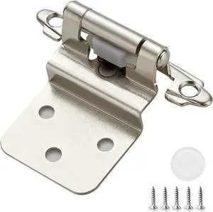 50 Pack (25 Pairs) 3/8 Inch Insert Kitchen Cabinet Hinges, Satin Nickel Self Closing Hinges for Kitchen Cabinet Doors, Semi-Concealed Cupboard Hardware, Face Mount Hardware, Silver 50 Pack (25 Pairs) 3/8 Inch Insert Kitchen Cabinet Hinges, Satin Nickel Self Closing Hinges for Kitchen Cabinet Doors, Semi-Concealed Cupboard Hardware, Face Mount Hardware, Silver