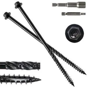 #14 x 8 Wood Structural Screws 50 Pack Hex Head Lag Screws, Rust Resistant Timber Screws for Timber/Log/Landscaping Wood (Black) #14 x 8 Wood Structural Screws 50 Pack Hex Head Lag Screws, Rust Resistant Timber Screws for Timber/Log/Landscaping Wood (Black)