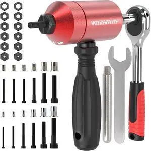 Rivet Nut Drill Adapter Kit - Dual Drive Modes: Drill/Ratchet, with 270pcs Nuts & 36pcs Mandrels (red) Rivet Nut Drill Adapter Kit - Dual Drive Modes: Drill/Ratchet, with 270pcs Nuts & 36pcs Mandrels (red)