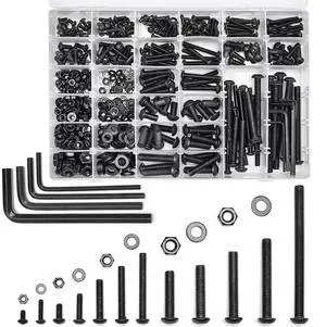 688Pcs M4 M5 M6 M8 Screw and Bolt Assortment Set 12.9 Grade Alloy Steel Metric Fastener Set Machine Screw and Nut Set Hex Screws Nuts Washers Kit(Black) 688Pcs M4 M5 M6 M8 Screw and Bolt Assortment Set 12.9 Grade Alloy Steel Metric Fastener Set Machine Screw and Nut Set Hex Screws Nuts Washers Kit(Black)