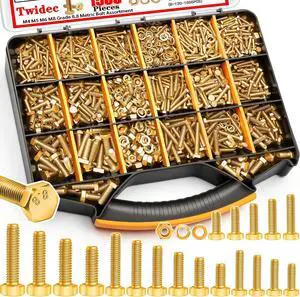 /1505PCS Metric Bolt Assortment M4/M5/M6/M8 Length from 12-40mm Grade 8.8 Hex Head Nuts and Bolts Assortment Kit,Heavy Duty Bolts and Nuts Kit, Flat & Spring Lock Washer Gold Zinc Plating /1505PCS Metric Bolt Assortment M4/M5/M6/M8 Length from 12-40mm Grade 8.8 Hex Head Nuts and Bolts Assortment Kit,Heavy Duty Bolts and Nuts Kit, Flat & Spring Lock Washer Gold Zinc Plating