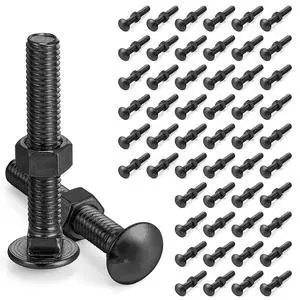 50 Pack 3/8 x 6 Long Carriage Bolts with Nuts, Galvanized Steel (Black) 50 Pack 3/8 x 6 Long Carriage Bolts with Nuts, Galvanized Steel (Black)