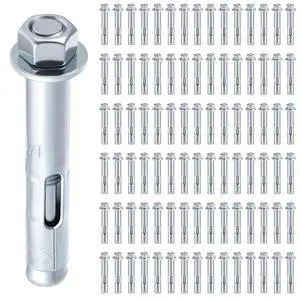 100 Pack 3/8" X 1-7/8" Sleeve Anchors for Concrete Hex Head Concrete Anchor Bolts Zinc Plated for Masonry Brick Heavy Duty Bolts Secure Fastening 100 Pack 3/8" X 1-7/8" Sleeve Anchors for Concrete Hex Head Concrete Anchor Bolts Zinc Plated for Masonry Brick Heavy Duty Bolts Secure Fastening