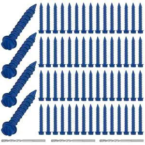 300 Qty 1/4" x 1-3/4" Hex Head Concrete Screws Anchor with Drill Bits Blue Slotted Hex Screws for Anchor Masonry, Block, Brick, Cement, Stucco, Diamond Point and Wood Fastening 300 Qty 1/4" x 1-3/4" Hex Head Concrete Screws Anchor with Drill Bits Blue Slotted Hex Screws for Anchor Masonry, Block, Brick, Cement, Stucco, Diamond Point and Wood Fastening