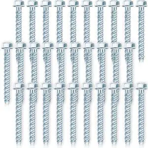 50 Pcs 3/8 x 3 Zinc Plated Concrete Anchors Masonry Screws Heavy Duty Carbon Steel Hex Head Large Diameter Concrete Anchors and Screws Kit for Brick, Blocks, Cement 50 Pcs 3/8 x 3 Zinc Plated Concrete Anchors Masonry Screws Heavy Duty Carbon Steel Hex Head Large Diameter Concrete Anchors and Screws Kit for Brick, Blocks, Cement