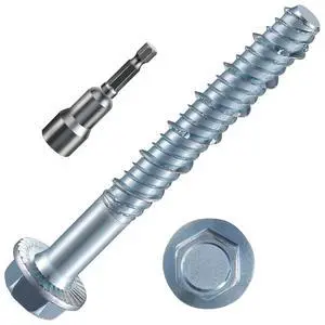 3/8" x 6" Zinc Plated Large Diameter Concrete Screw Actual Thickness 1/2"(12mm) for Anchoring to Masonry, Brick or Block (30 pcs) 3/8" x 6" Zinc Plated Large Diameter Concrete Screw Actual Thickness 1/2"(12mm) for Anchoring to Masonry, Brick or Block (30 pcs)