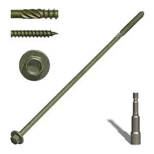 50PCS Structural Wood Screws 10 Inch, #14 x 10 Heavy Duty Timber Screws, Rust Resistant,Washer Head, Green Coated Exterior Wood/Lag/Timber Screws Hex Socket Included 50PCS Structural Wood Screws 10 Inch, #14 x 10 Heavy Duty Timber Screws, Rust Resistant,Washer Head, Green Coated Exterior Wood/Lag/Timber Screws Hex Socket Included