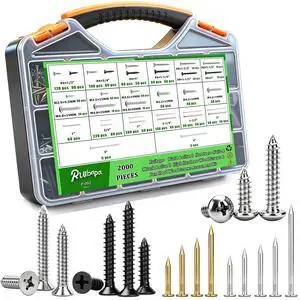 2000Pcs Hardware Nails & High Hardness Wood Screws & Round Head Sheet Metal Screws Assortment Kit,Phillips Drive Flat Head, Wood Screws,Galvanized,Picture Hanging,Wood,Common Nails with Storage Box 2000Pcs Hardware Nails & High Hardness Wood Screws & Round Head Sheet Metal Screws Assortment Kit,Phillips Drive Flat Head, Wood Screws,Galvanized,Picture Hanging,Wood,Common Nails with Storage Box