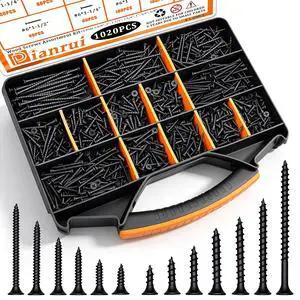 1020 PCS High Hardness Wood Screws Assortment Kit, #6#8 Drywall Screws, Assorted Black Wood Screws, Phillips Flat Head Screw Set-13 Sizes (5/8",3/4",1",1-1/4",1-1/2",2",2-3/4") 1020 PCS High Hardness Wood Screws Assortment Kit, #6#8 Drywall Screws, Assorted Black Wood Screws, Phillips Flat Head Screw Set-13 Sizes (5/8",3/4",1",1-1/4",1-1/2",2",2-3/4")