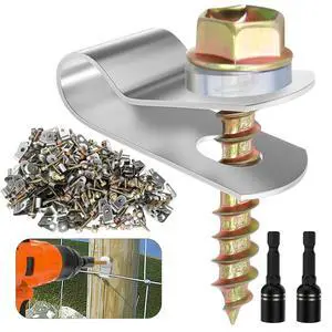 400 PCS T304 Stainless Steel Wire Fence Clips, Fasteners Post Screw with Wire Fixer, Agricultural Fencing Fence Wire Clamps for 4, 6, 8,10 and 12-16Gauge Wire Fencing Livestock Fencing Clips for Wood 400 PCS T304 Stainless Steel Wire Fence Clips, Fasteners Post Screw with Wire Fixer, Agricultural Fencing Fence Wire Clamps for 4, 6, 8,10 and 12-16Gauge Wire Fencing Livestock Fencing Clips for Wood