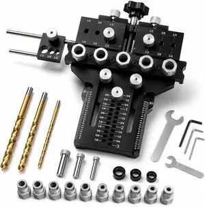 5-Hole Alloy Steel Dowel Jig for Cabinet and Furniture Alignment | Repeatable Drilling, Fewer Repositioning Steps, for Long Boards, Face Frames and Tabletop Glue-Ups 5-Hole Alloy Steel Dowel Jig for Cabinet and Furniture Alignment | Repeatable Drilling, Fewer Repositioning Steps, for Long Boards, Face Frames and Tabletop Glue-Ups