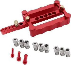 Self Centering Doweling Jig Woodworking Joinery Hole Drill Guide with 1/4 5/16 3/8 Inch Positioner Locator Tool Red Wave Hardware Precise Punch Drilling Jig Kit Self Centering Doweling Jig Woodworking Joinery Hole Drill Guide with 1/4 5/16 3/8 Inch Positioner Locator Tool Red Wave Hardware Precise Punch Drilling Jig Kit