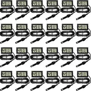 Mini Digital Temperature Humidity Meters Gauge with Probe Gauge LCD Fahrenheit Display Thermometer Hygrometer for Incubator Reptile Plant Greenhouse Chicken Coop Garden(Black, 24 Pieces) Mini Digital Temperature Humidity Meters Gauge with Probe Gauge LCD Fahrenheit Display Thermometer Hygrometer for Incubator Reptile Plant Greenhouse Chicken Coop Garden(Black, 24 Pieces)
