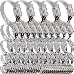 70 Pack Stainless Steel Hose Clamp Adjustable Assortment Kit, 8-64mm Worm Gear Drive Hose Clamps Metal Fuel Line Pipe Clamps for Plumbing, Tube, Mechanical, Automotive, Garden and Home Applications 70 Pack Stainless Steel Hose Clamp Adjustable Assortment Kit, 8-64mm Worm Gear Drive Hose Clamps Metal Fuel Line Pipe Clamps for Plumbing, Tube, Mechanical, Automotive, Garden and Home Applications