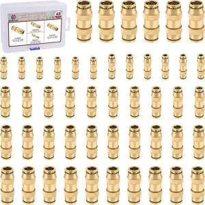 48pcs Quick Connect Brass DOT Air Line Fittings Straight Union 1/4 3/8 5/16 5/32 1/8 1/2 Tube Push to Connect Fittings Air Suspension Fittings Straight Air Brake Union Push Lock Fittings 48pcs Quick Connect Brass DOT Air Line Fittings Straight Union 1/4 3/8 5/16 5/32 1/8 1/2 Tube Push to Connect Fittings Air Suspension Fittings Straight Air Brake Union Push Lock Fittings