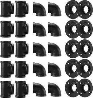 1" Black Pipe Fitting, 30 Pack 1" Black Floor Flange/Elbow/Tee Combo for Industrial vintage style, Flanges/Elbow/Tee with Threaded Hole for DIY Project/Furniture/Shelving(30, Black 1") 1" Black Pipe Fitting, 30 Pack 1" Black Floor Flange/Elbow/Tee Combo for Industrial vintage style, Flanges/Elbow/Tee with Threaded Hole for DIY Project/Furniture/Shelving(30, Black 1")