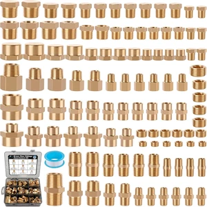 106PCS Brass Pipe Fittings Assortment Kit 1/8", 1/4", 3/8", 1/2" NPT 106PCS Brass Pipe Fittings Assortment Kit 1/8", 1/4", 3/8", 1/2" NPT