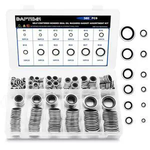 380 PCS Metric Bonded Sealing Washers, NBR Zinc-Plated Steel Self-Centred Sealing Rubber Washers, Automotive Seal Gasket Crush Washers Assortment Kit Set, Includes Sizes of M6-M30 380 PCS Metric Bonded Sealing Washers, NBR Zinc-Plated Steel Self-Centred Sealing Rubber Washers, Automotive Seal Gasket Crush Washers Assortment Kit Set, Includes Sizes of M6-M30