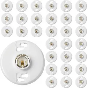 30 Pcs E26 Medium Base Light Socket Replacement, Ul Listed Keyless Ceiling Lamp Holder, Light Bulb Socket, Compatible with LED CFL Incandescent Bulbs, 660w 250v (Phenolic Resin) 30 Pcs E26 Medium Base Light Socket Replacement, Ul Listed Keyless Ceiling Lamp Holder, Light Bulb Socket, Compatible with LED CFL Incandescent Bulbs, 660w 250v (Phenolic Resin)