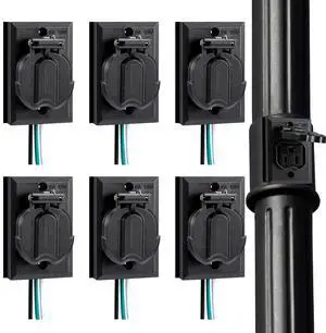6 Pcs Lamp Post Outlet 125V 15A Grounded Electrical Outlet Energy Saving Light Pole Plug for Outdoor Lamp Post and Poles, Energy Saving and Weather Resistant, UL Listed, Black 6 Pcs Lamp Post Outlet 125V 15A Grounded Electrical Outlet Energy Saving Light Pole Plug for Outdoor Lamp Post and Poles, Energy Saving and Weather Resistant, UL Listed, Black
