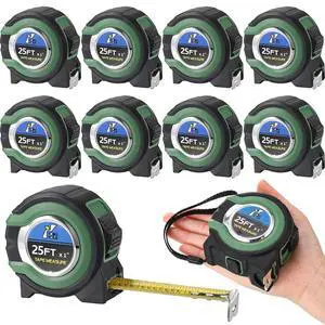 10 Pack Tape Measure with Fractions 1/8 Steel Measuring Tape Retractable Easy Read Measurement Ruler Steel Power Blade (25 ft X 1 in,Green) 10 Pack Tape Measure with Fractions 1/8 Steel Measuring Tape Retractable Easy Read Measurement Ruler Steel Power Blade (25 ft X 1 in,Green)