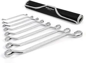 50-Degree Offset Wrench Set, SAE, Double Box End Wrench Set, 8-Piece, 1/4'' to 1-1/4'', 12 Point, CR-V Steel, with Easy Hang Rolling Pouch 50-Degree Offset Wrench Set, SAE, Double Box End Wrench Set, 8-Piece, 1/4'' to 1-1/4'', 12 Point, CR-V Steel, with Easy Hang Rolling Pouch