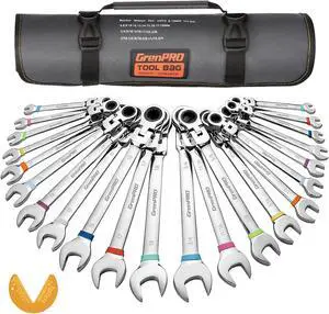 Ratchet Wrenches Set, 23PC Flex Head Ratcheting Wrench Set Metric and Standard & SAE, 6-18mm & 1/4" to 3/4" with Color Ring, CRV Open End Tool Organizer Pouch, Combination Ratchet Wrench Sets Ratchet Wrenches Set, 23PC Flex Head Ratcheting Wrench Set Metric and Standard & SAE, 6-18mm & 1/4" to 3/4" with Color Ring, CRV Open End Tool Organizer Pouch, Combination Ratchet Wrench Sets