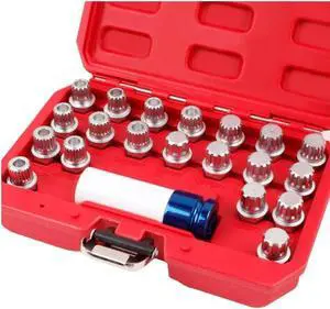 Set of 21, Wheel Lock Key Set, Anti-Theft Lock Lug Nut Screw Remover Wheel Lock Removal Kit with 1/2 inch (12.7mm) Socket Adapter for Mini Series Set of 21, Wheel Lock Key Set, Anti-Theft Lock Lug Nut Screw Remover Wheel Lock Removal Kit with 1/2 inch (12.7mm) Socket Adapter for Mini Series